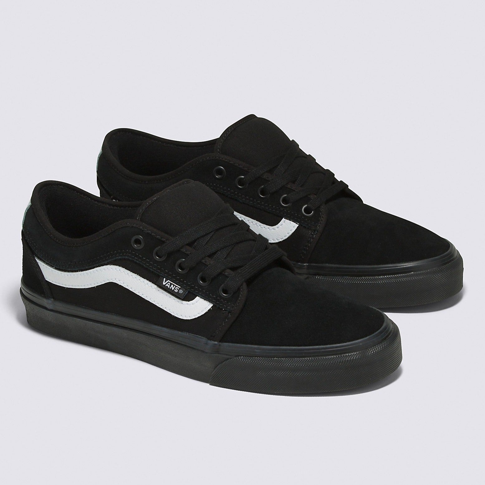 Black/Black/White Chukka Low Sidestripe Vans Skate Shoe