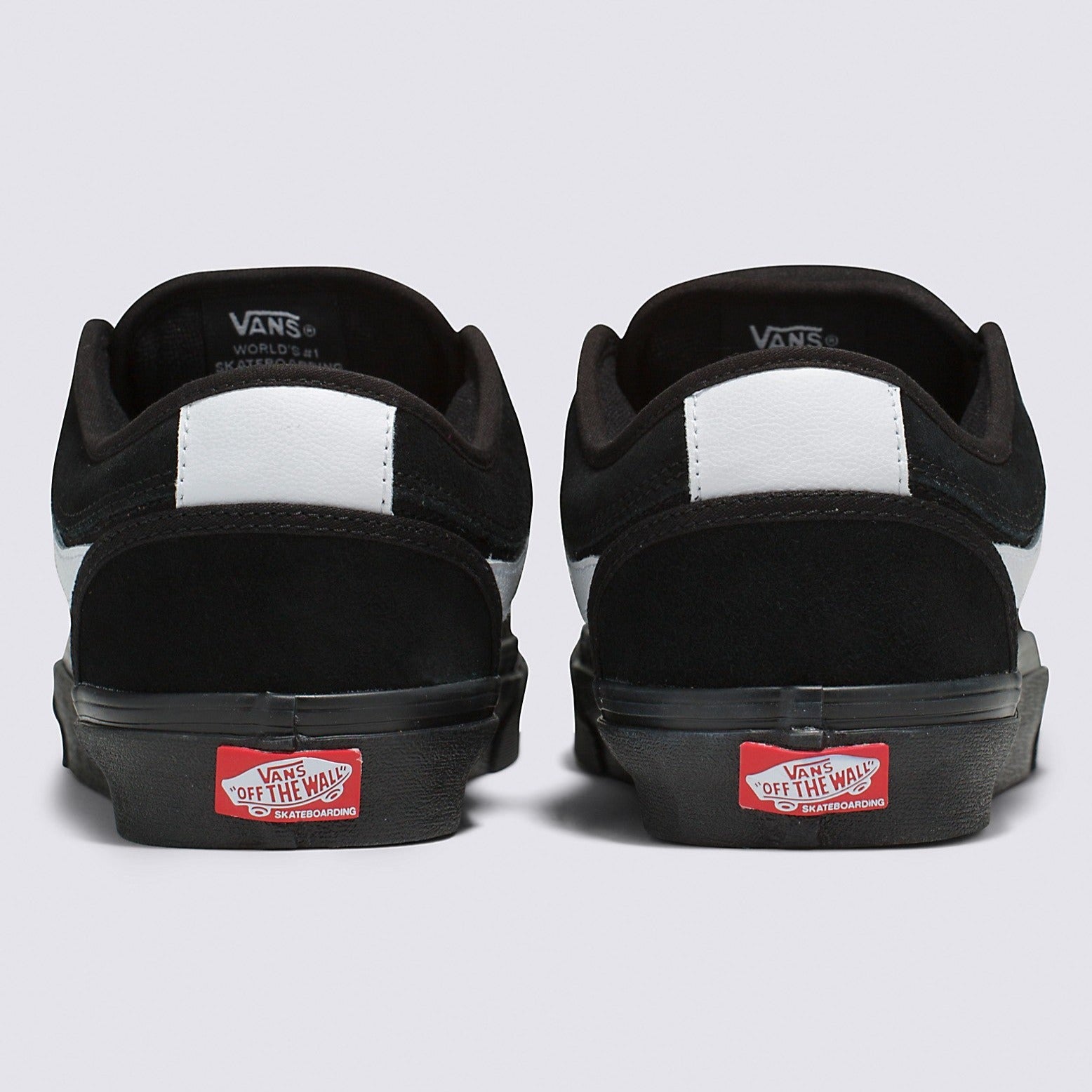 Black/Black/White Chukka Low Sidestripe Vans Skate Shoe Back