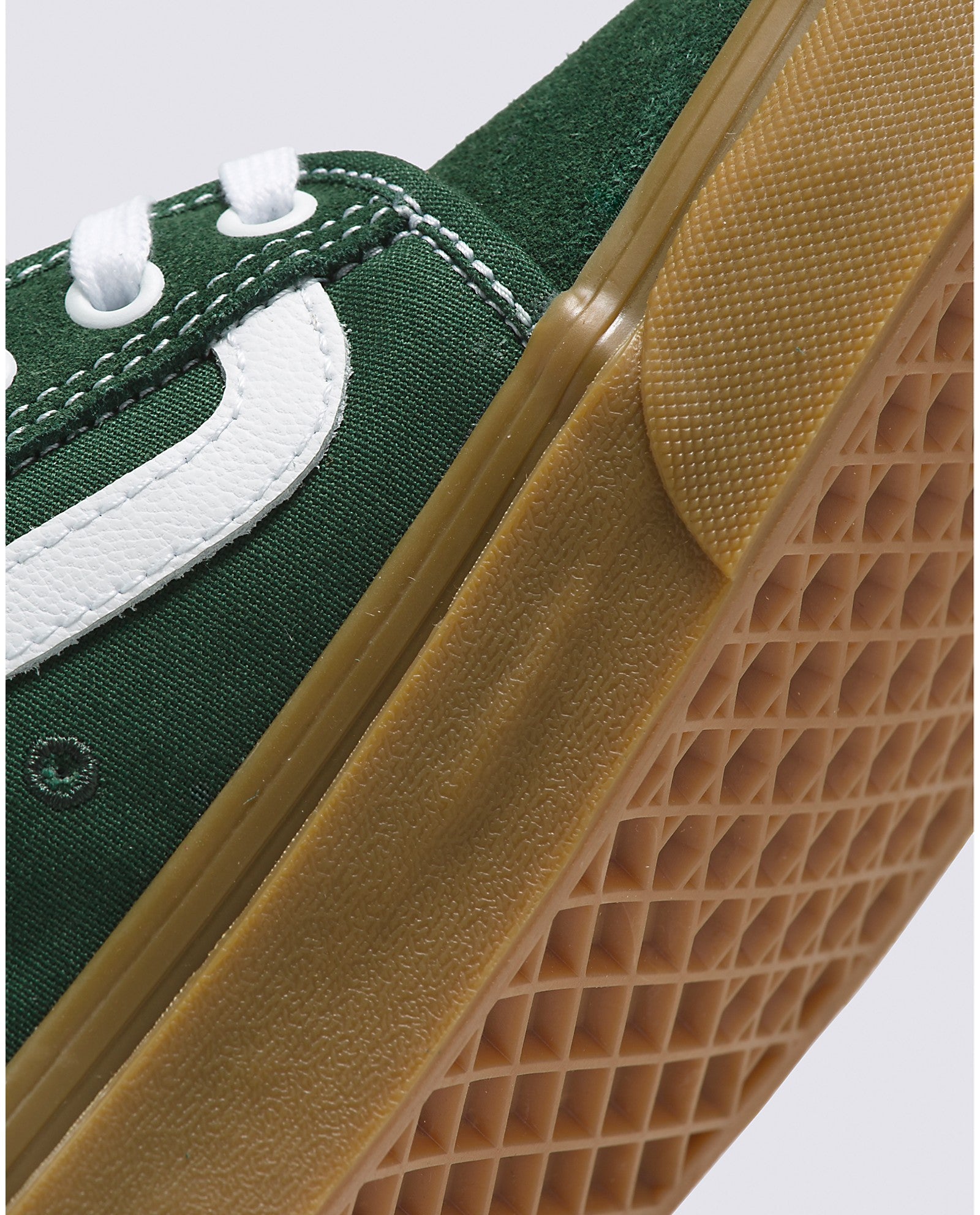 Dark Green/Gum Chukka Low Sidestripe Vans Skate Shoe Detail