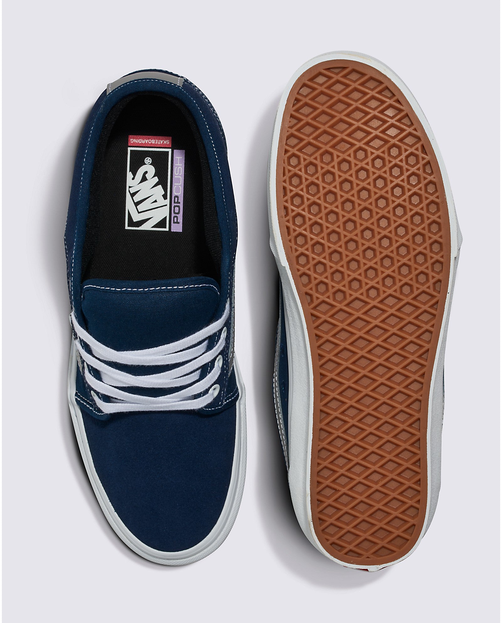 Navy/Grey Chukka Low Sidestripe Vans Skate Shoe Top/Bottom