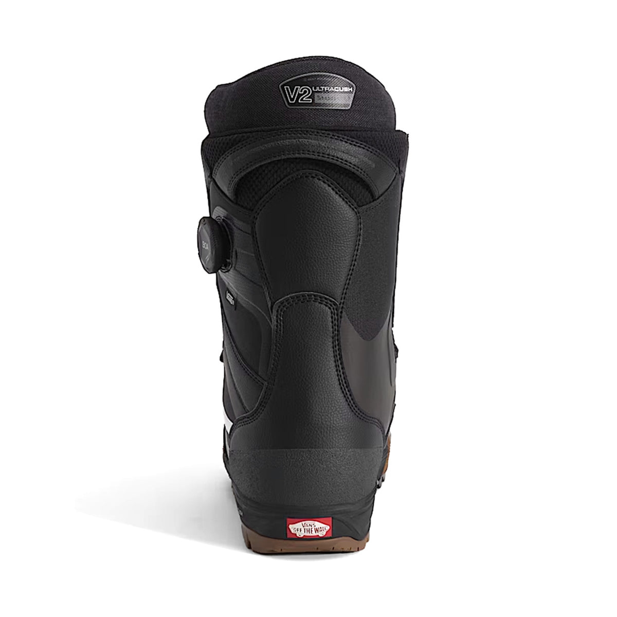 bak view of vans ew aura pro 2 black and gum snowboard boot
