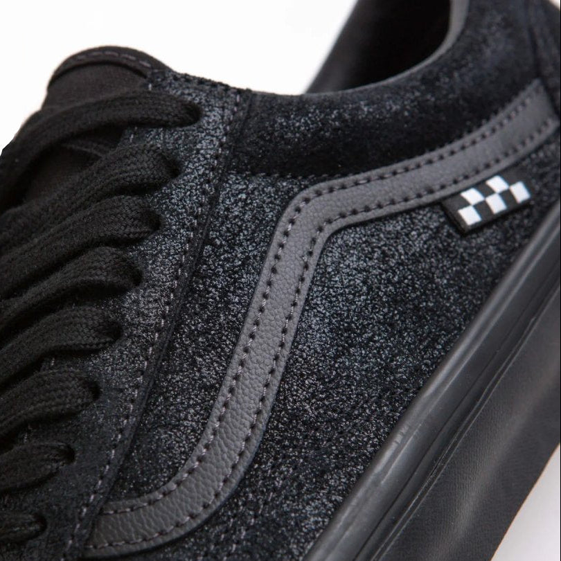 Black Metalic flake Vans Skate Old Skool Shoe Close up