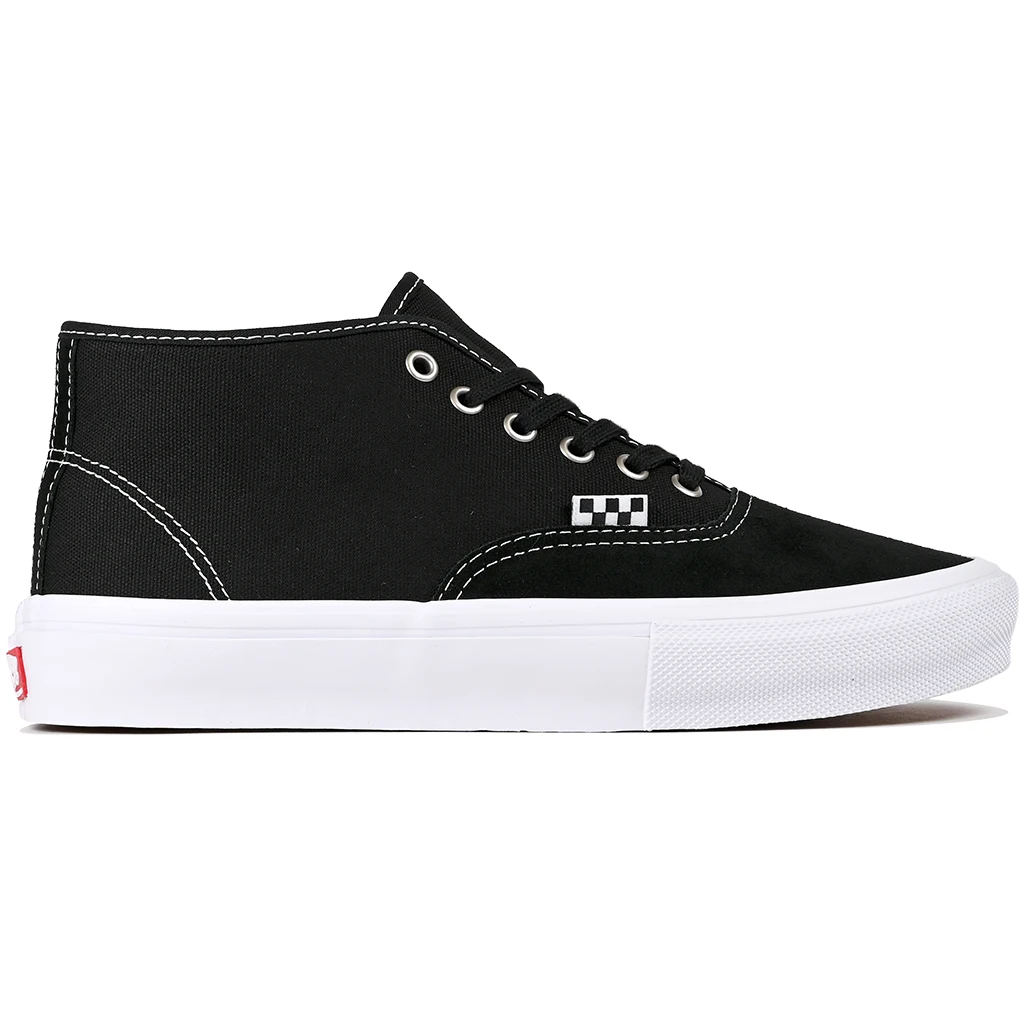 Black Vans Skate authentic Mid shoe side view