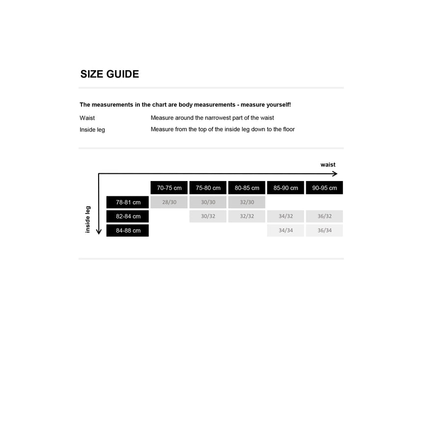 Pitch Black '93! Polar Jeans Size Chart