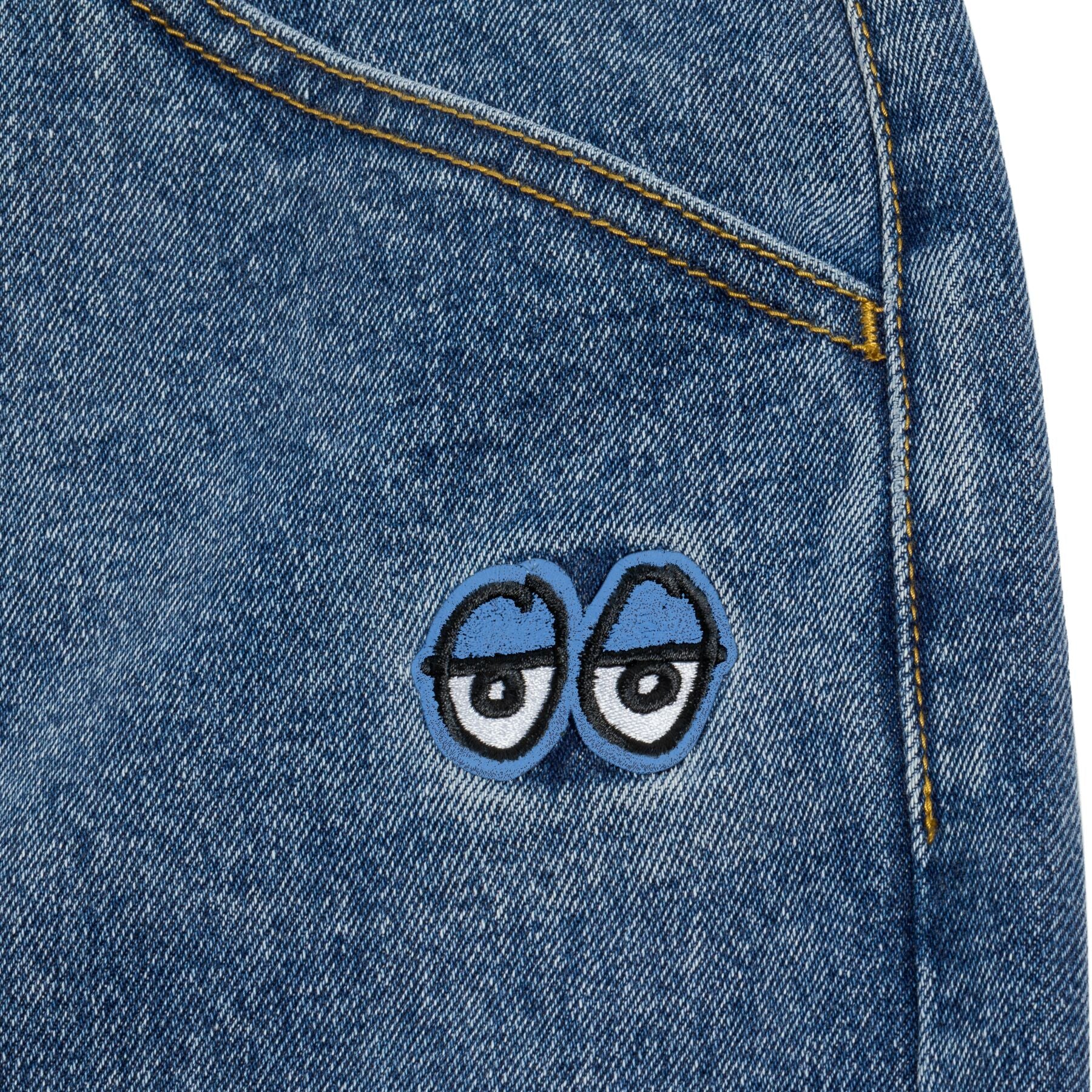 Stonewash Blue Eyes Krooked Denim Twill Pants Detail