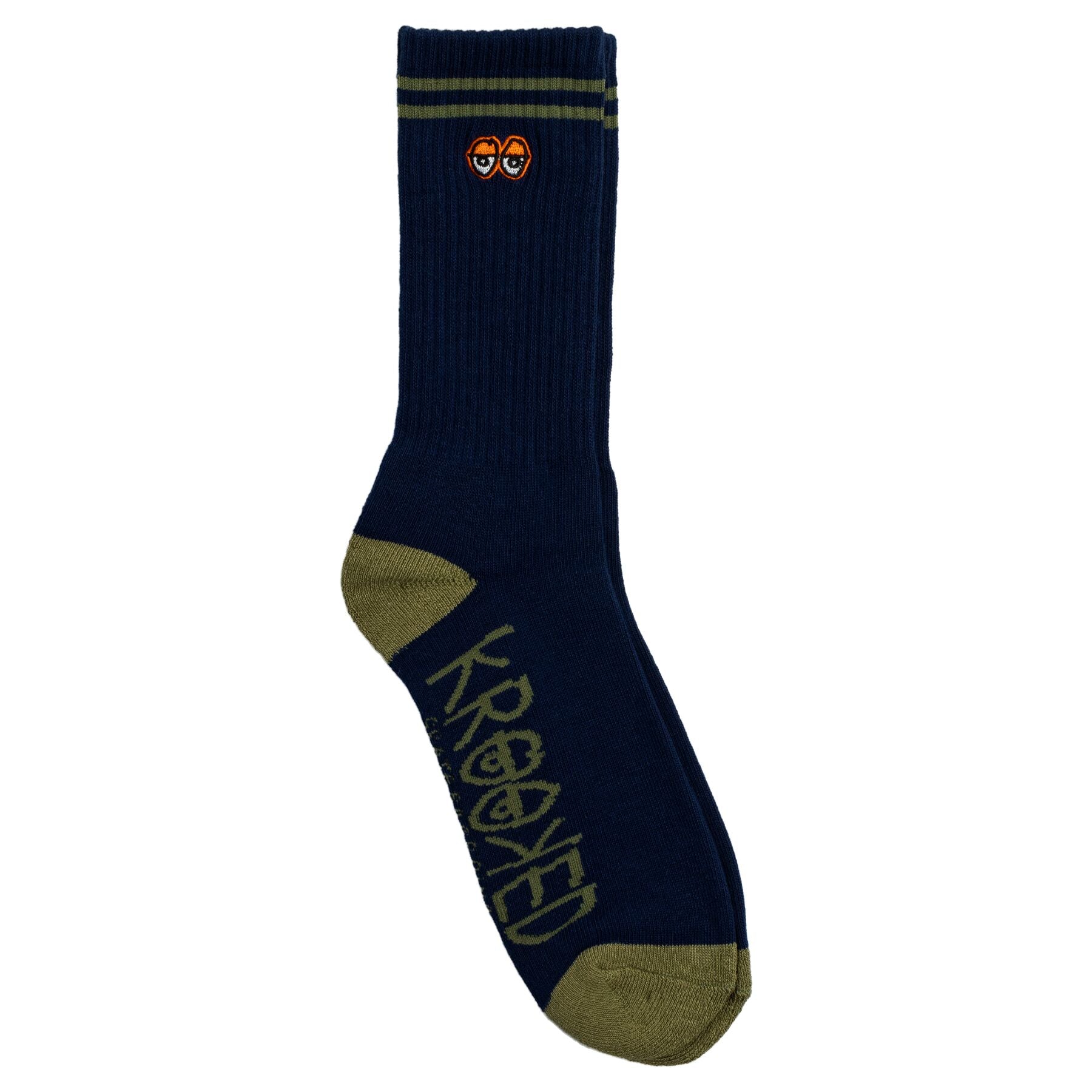 Navy Embroidered Eyes Krooked Socks