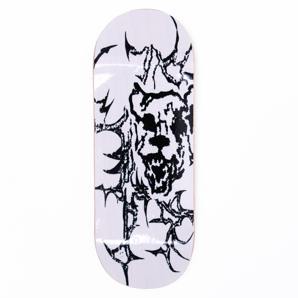 Awful Cyber Bear White Fingerboard Deck - Bully 97 Shape