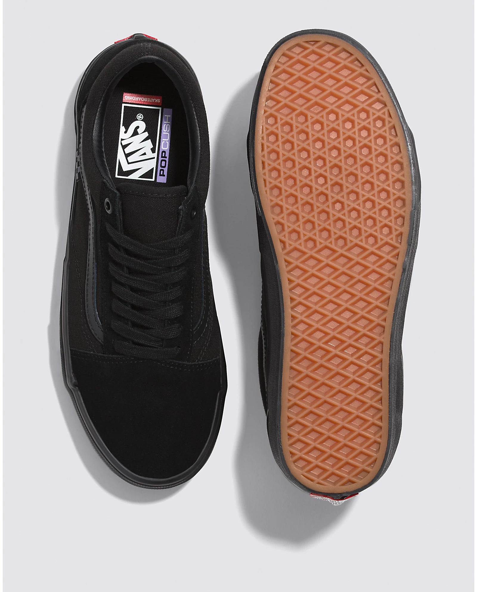 Black/Black Vans Skate Old Skool Skate Shoes Top/Bottom