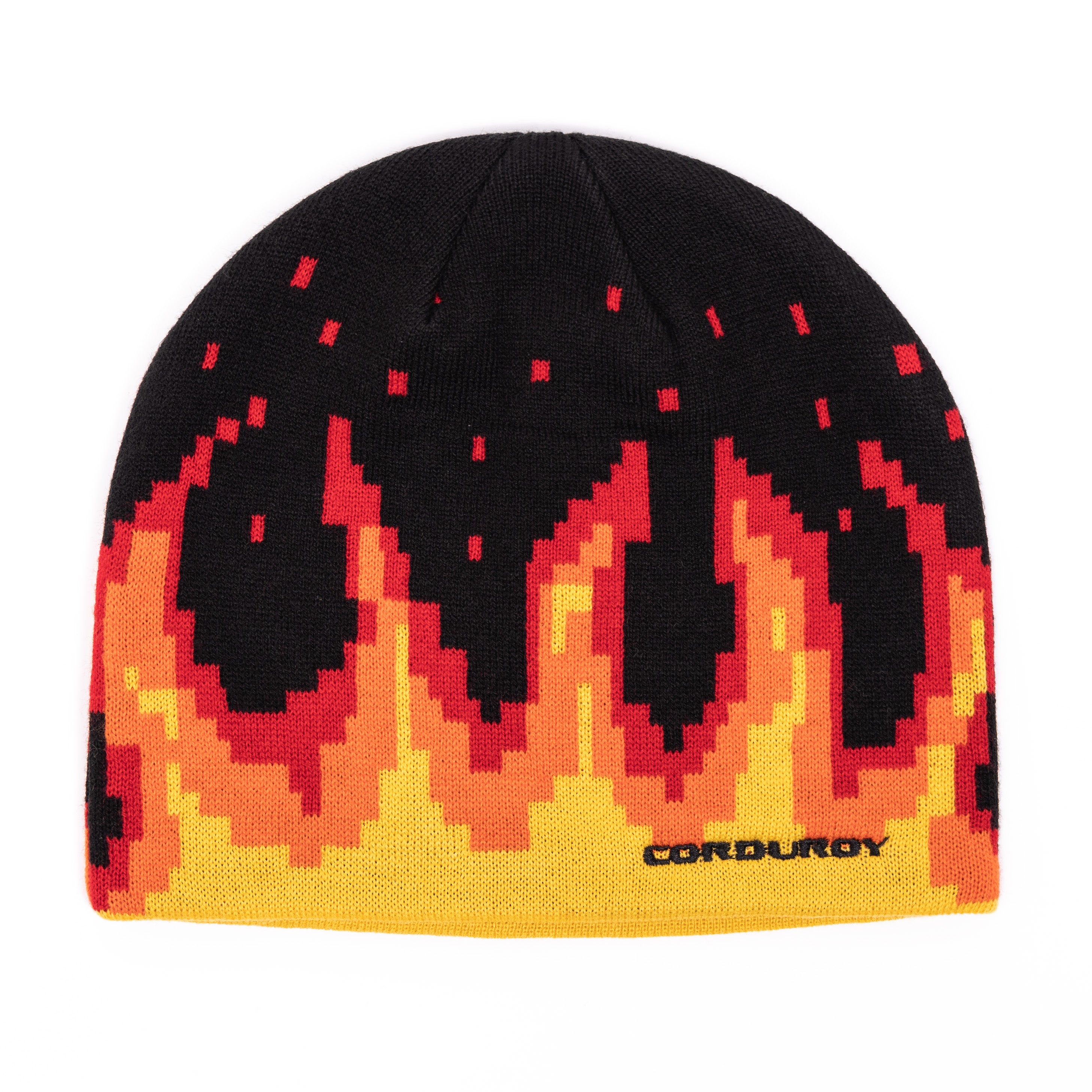 Black Digi Flame Corduroy Beanie