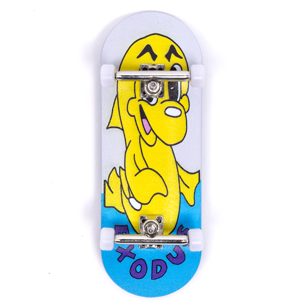 Yellow Sea monster Exodus complete fingerboard with silver trucks and white wheels