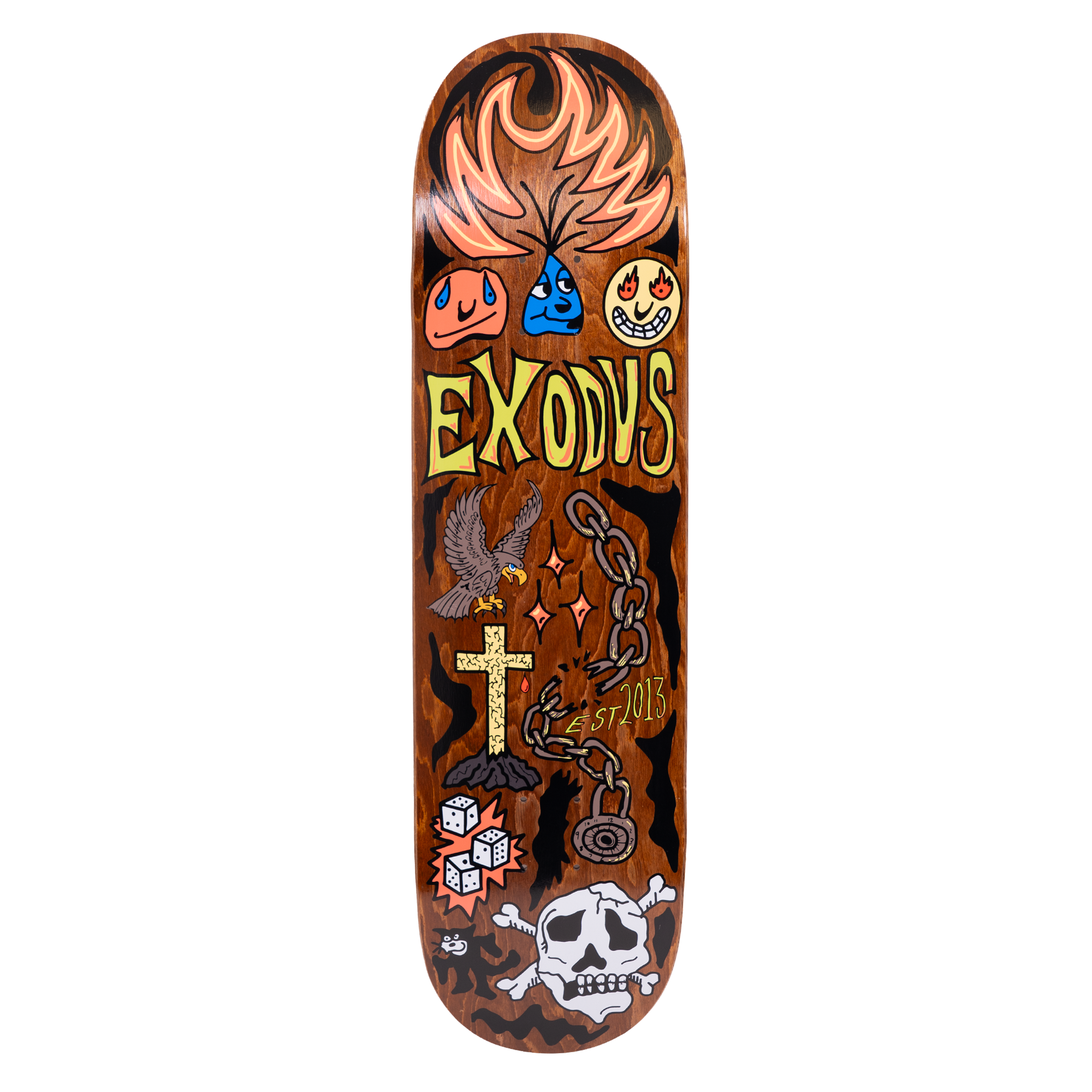 Exodus Sketchy Skateboard Deck - Assorted Stains