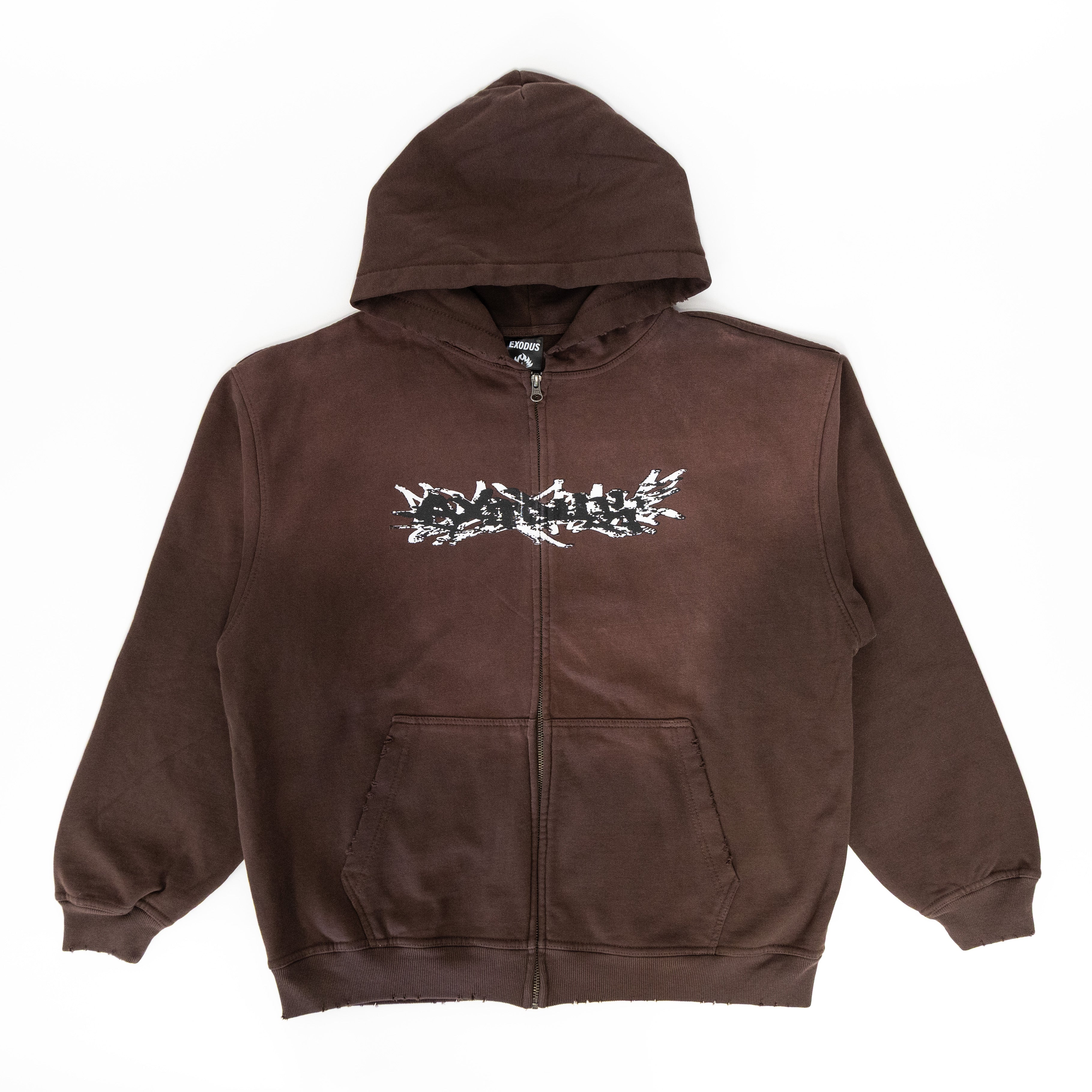 Exodus Graffiti Heavy Zip Hoodie - Brown Fade