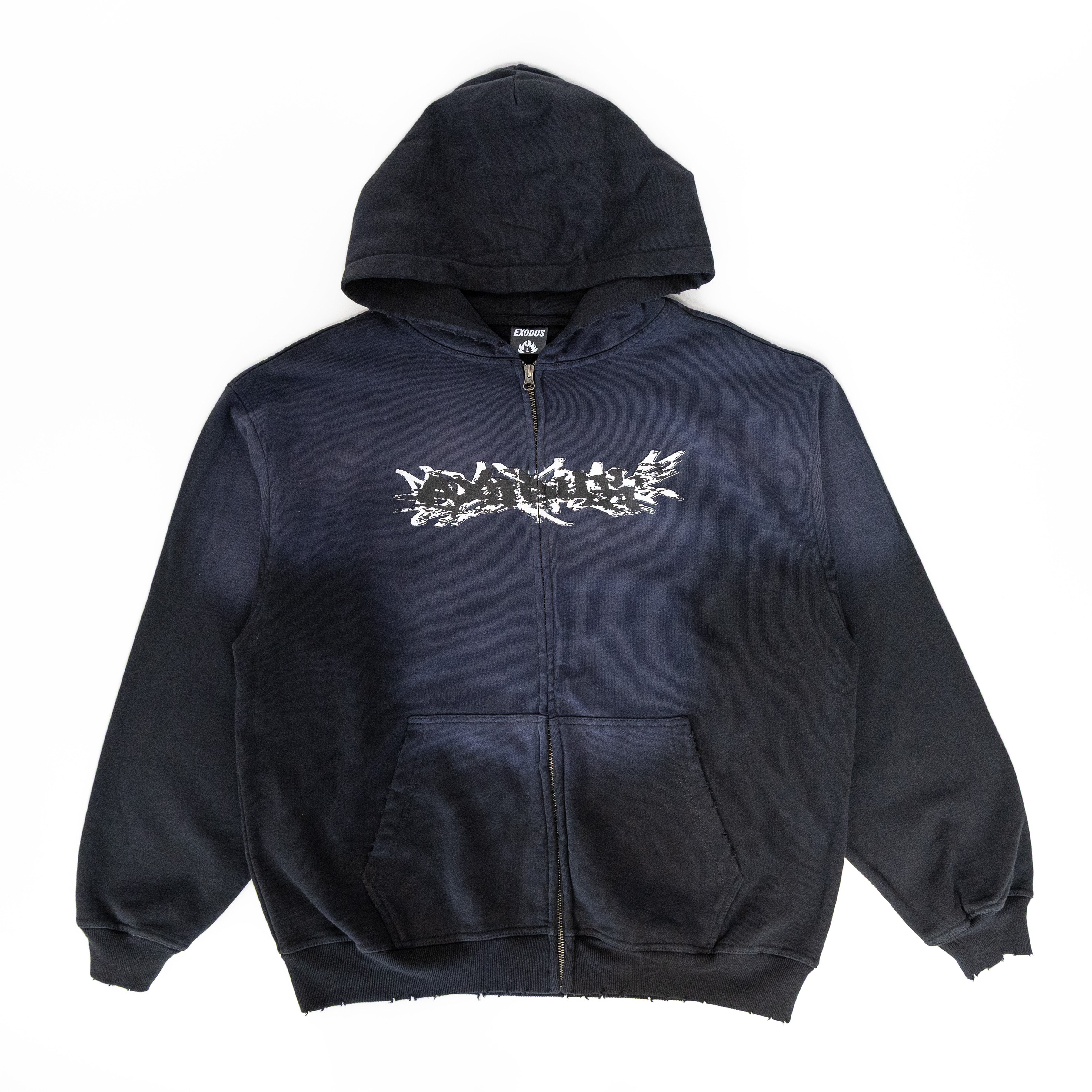Exodus Graffiti Heavy Zip Hoodie - Black Fade