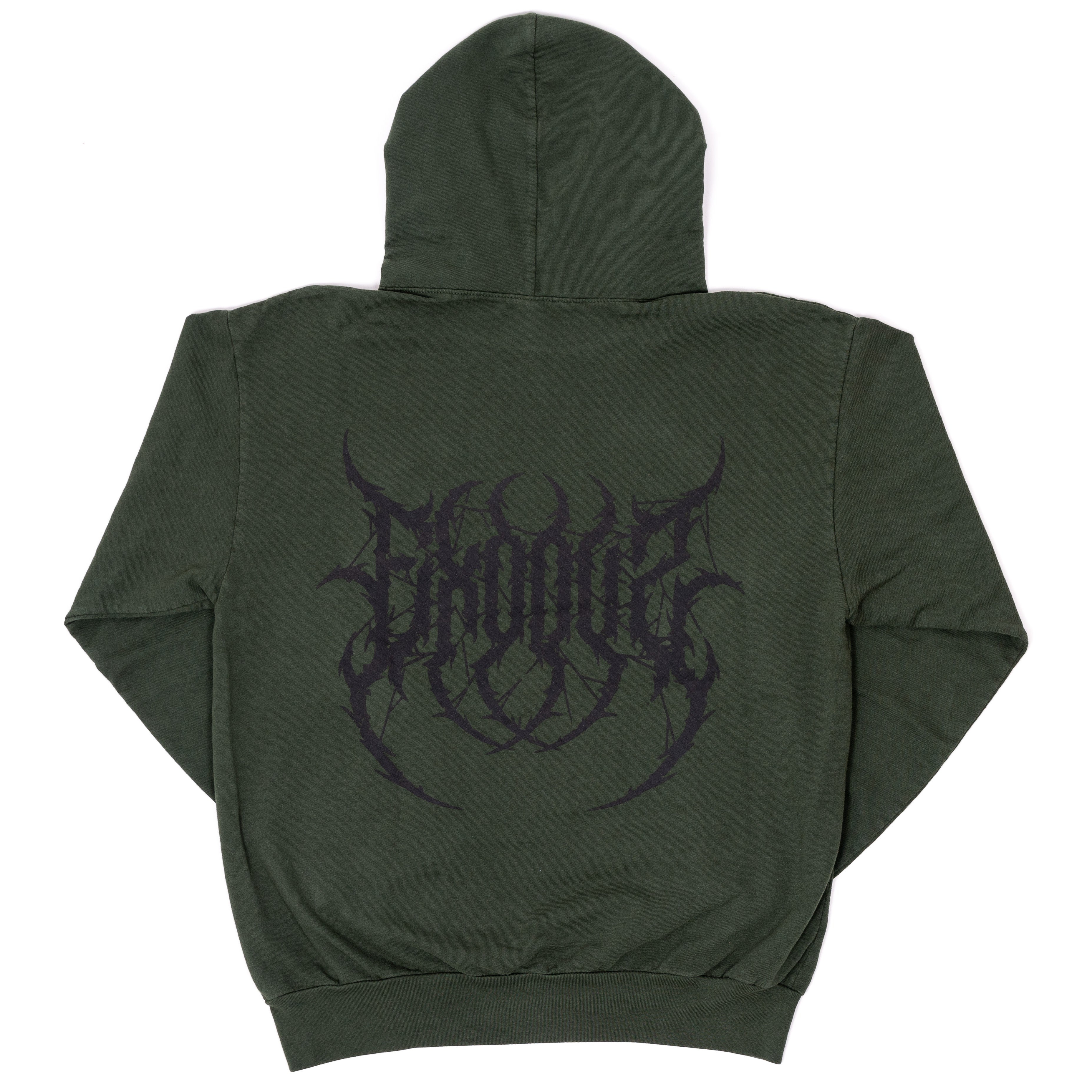 Green Metal Font Exodus Hoodie Back