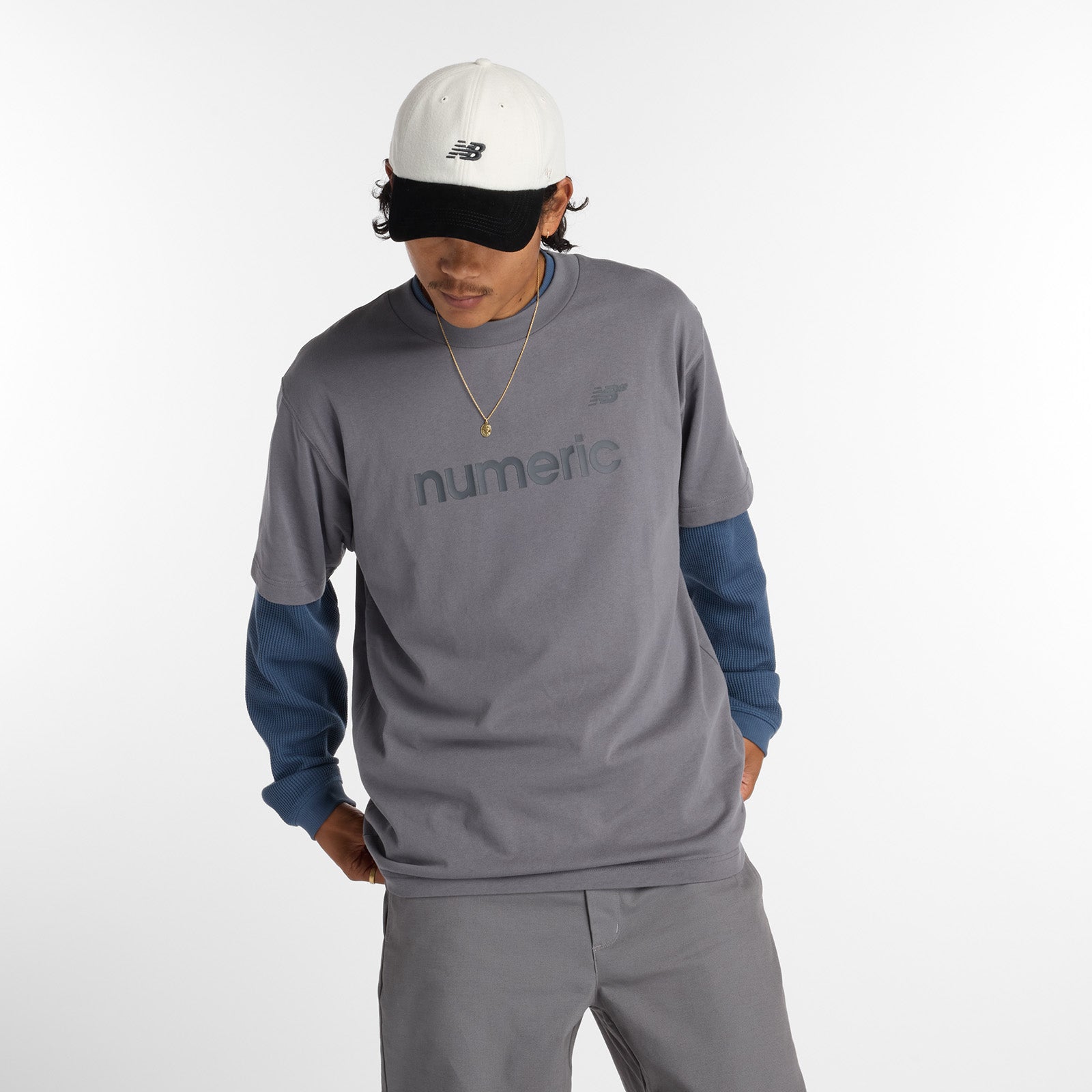 Grey Cotton NB Numeric T-Shirt