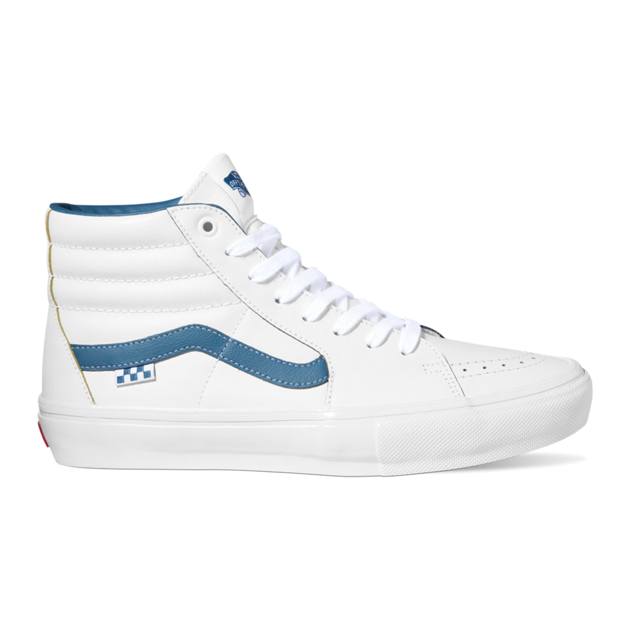 White/Blue Wearaway Vans Skate Sk8-Hi Skate Shoe