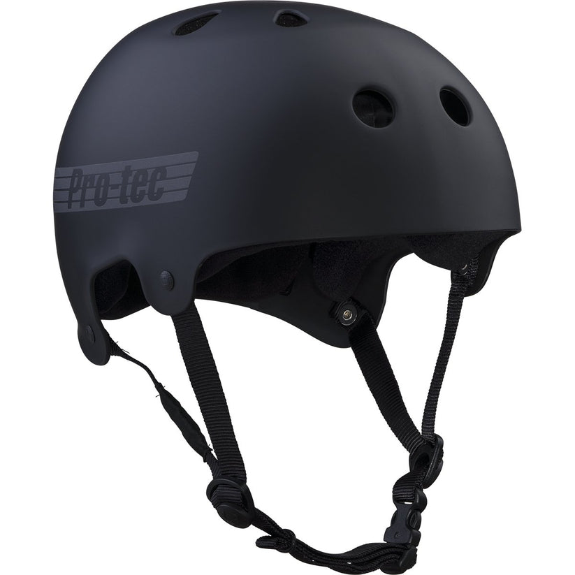 Matte Black Reflective Bucky Old School Pro Tec Helmet