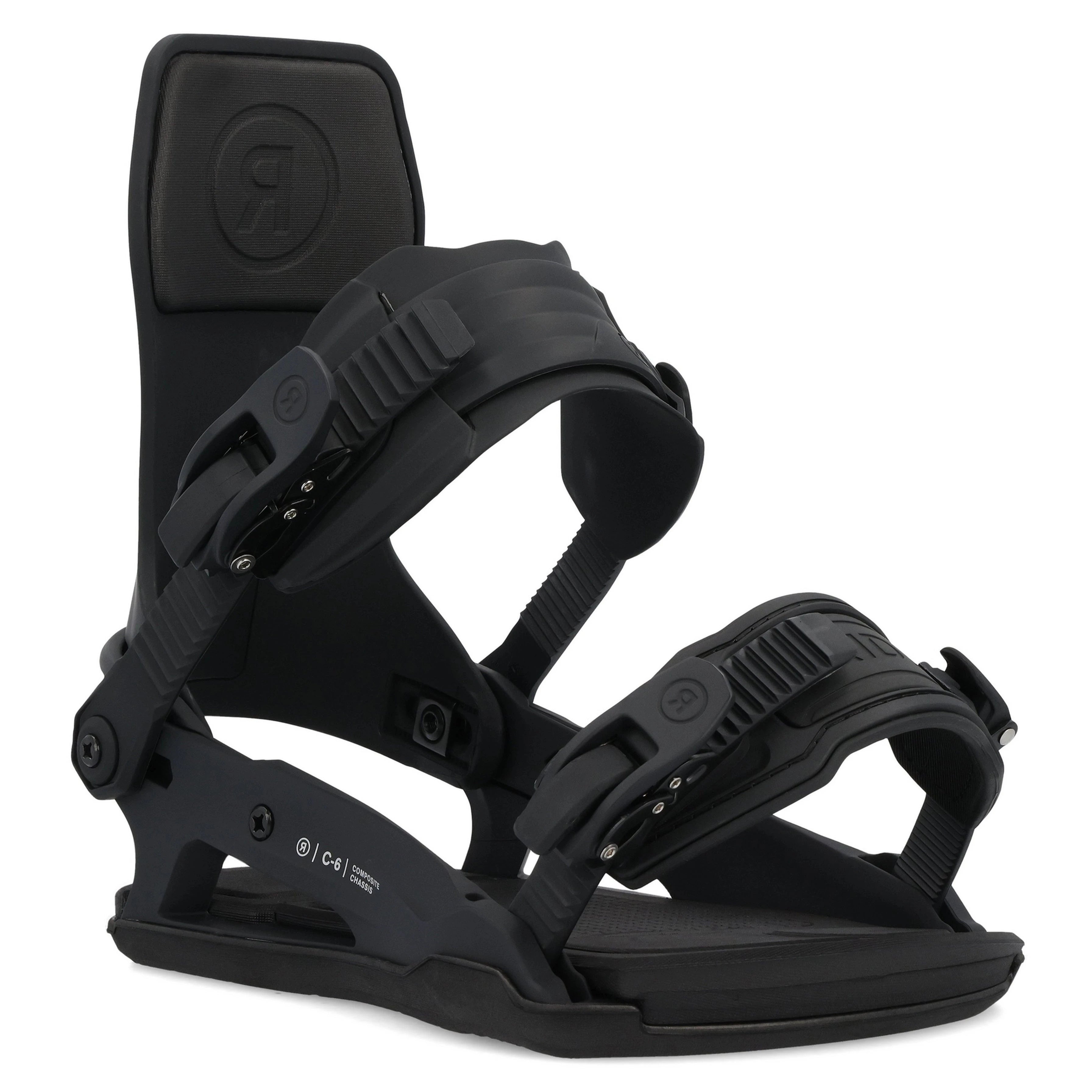 Black C-6 2025 Ride Snowboard Bindings Front