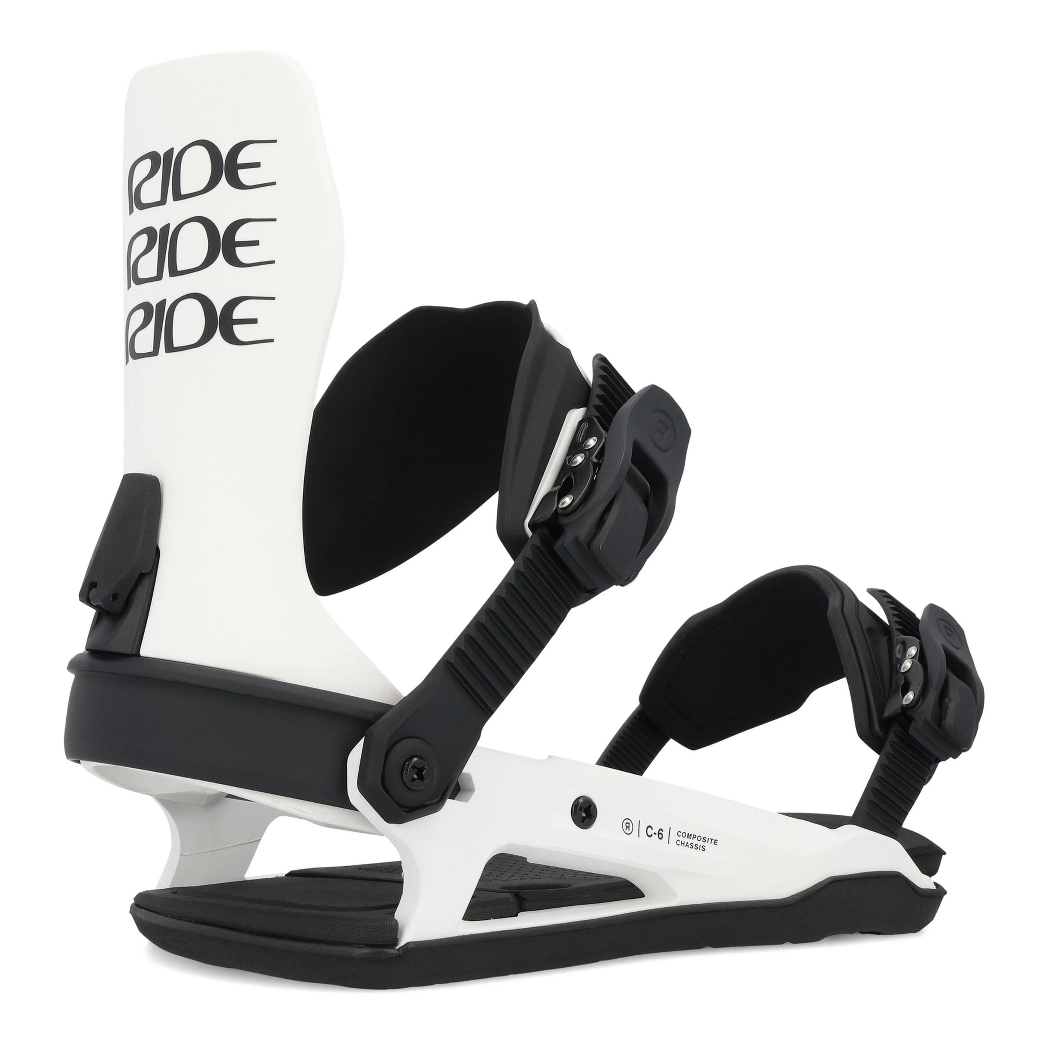 White 2025 C-6 Ride Snowboard Bindings