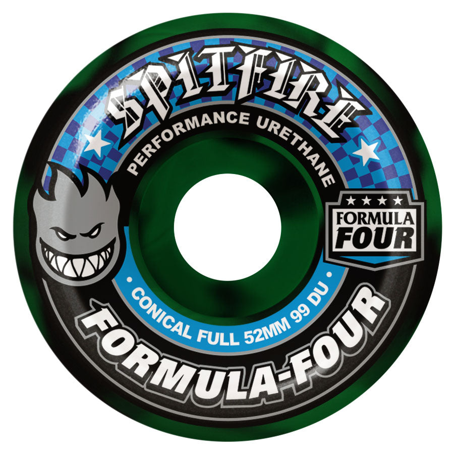 Green/Black Conical Full Spitfire Formula Four Skateboard Wheels