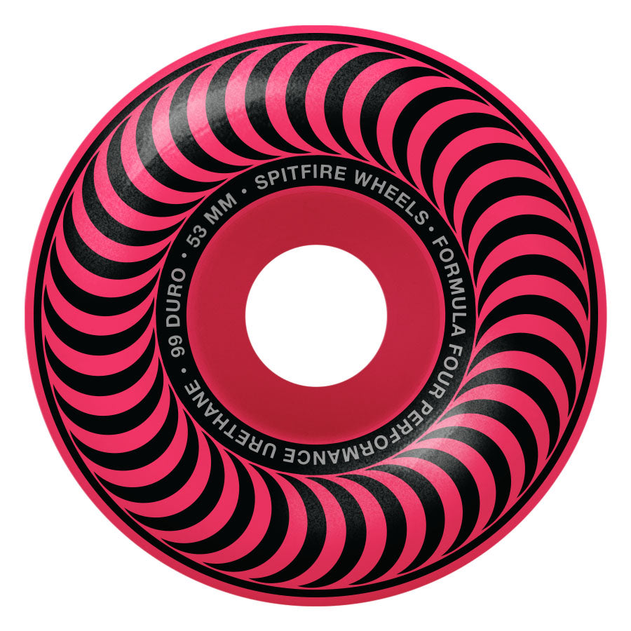 Neon Pink Classic F4 Spitfire Skateboard Wheels