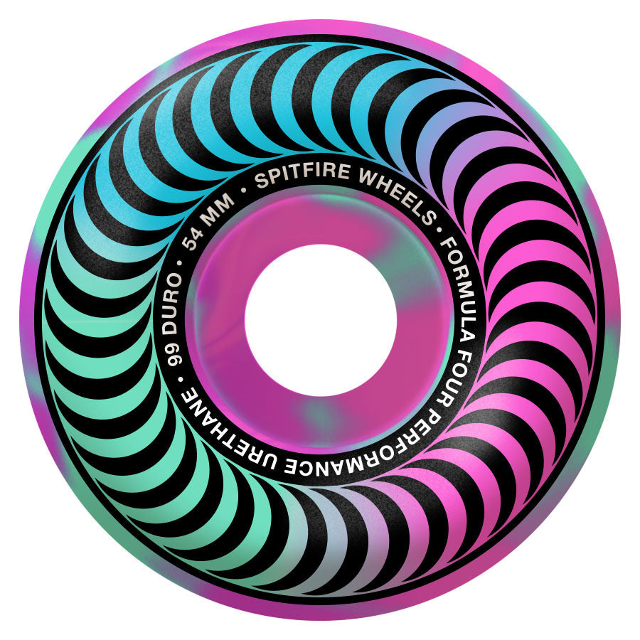 Pink/Teal Swirl Classic F4 Spitfire Wheels