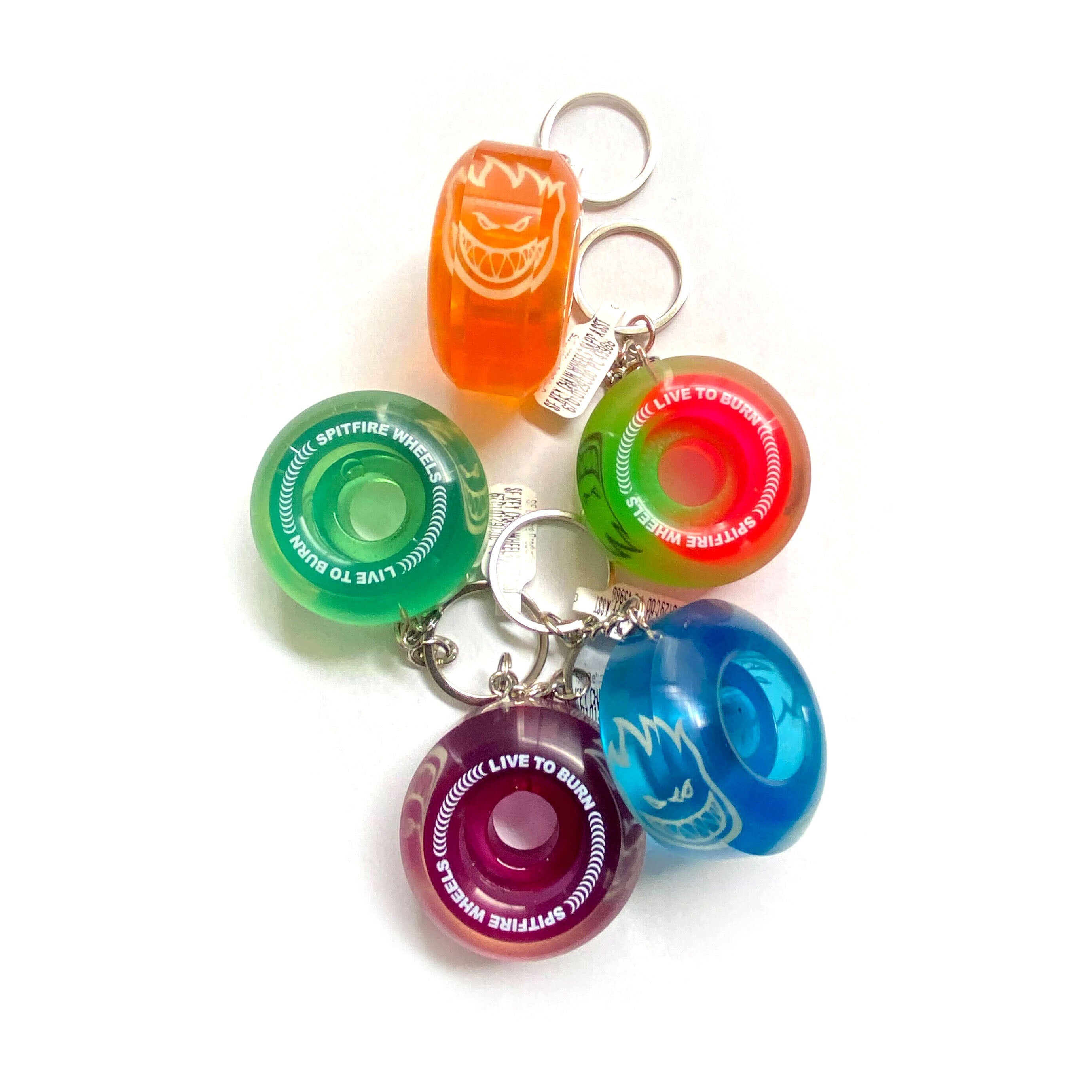 Sapphire tranparent colored Spitfire skateboard wheel keychain