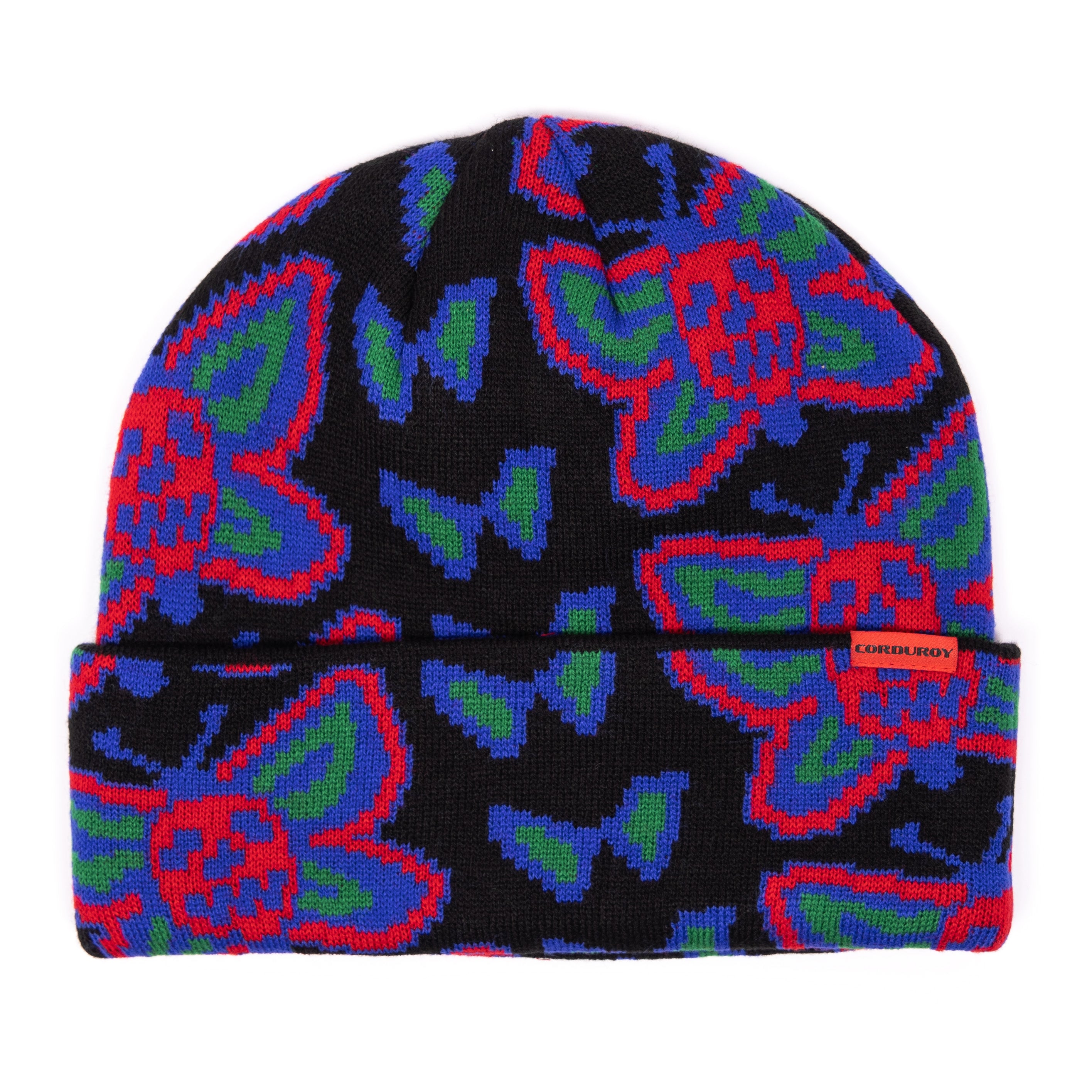 Black Skull Fly Corduroy Beanie