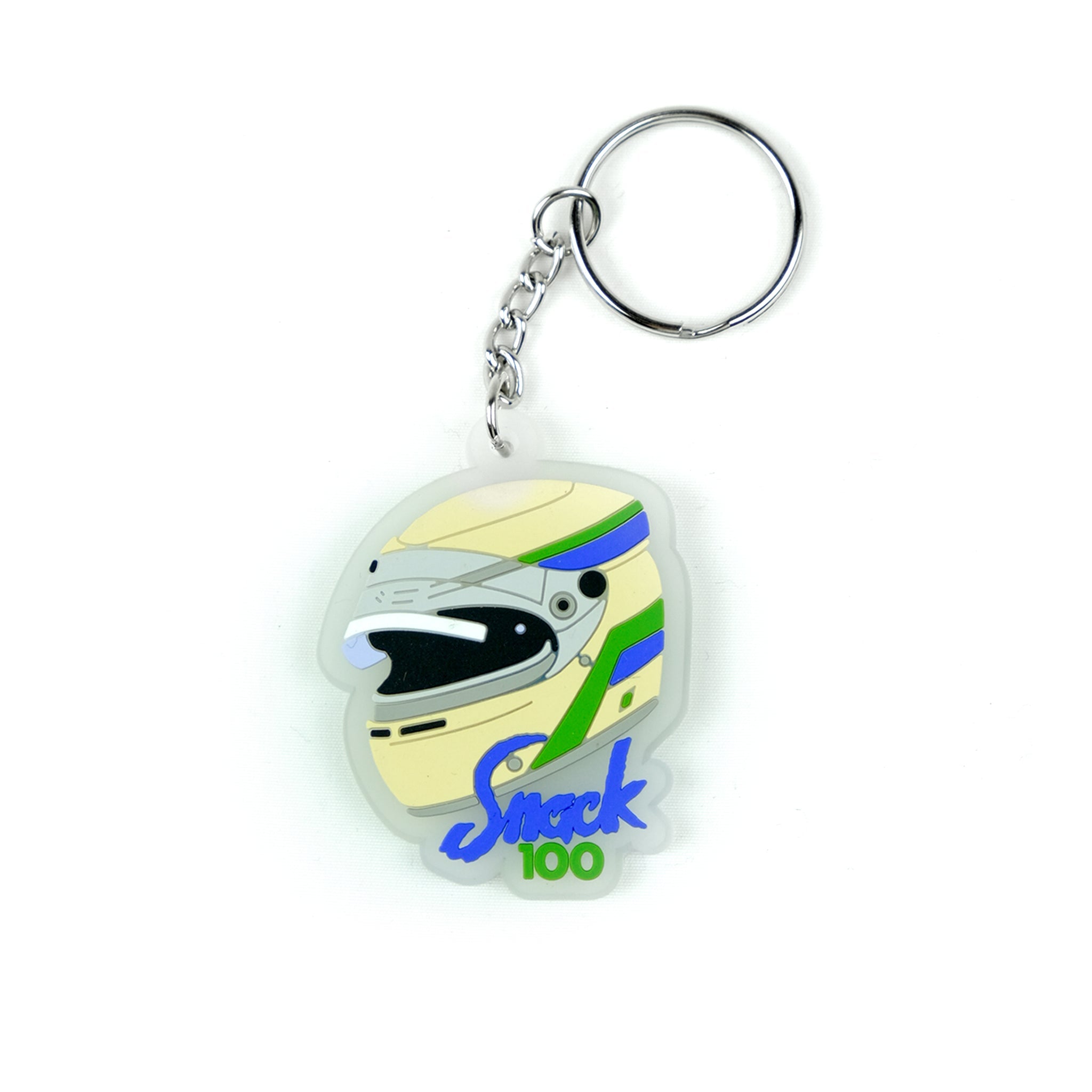 Snack Skateboards 100' helmet graphic keychain