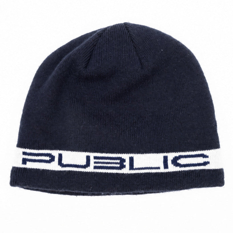 Public Stretch Logo Skully Beanie - Navy/White