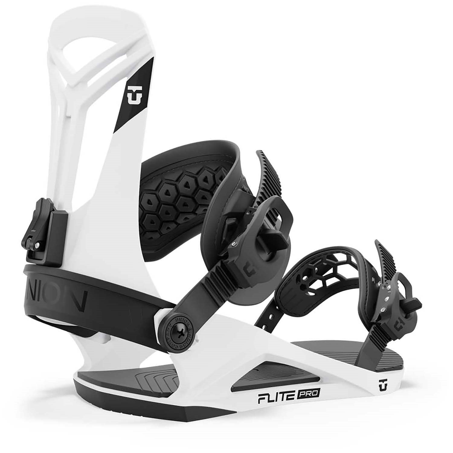 White 2025 Flite Pro Union Snowboard Bindings