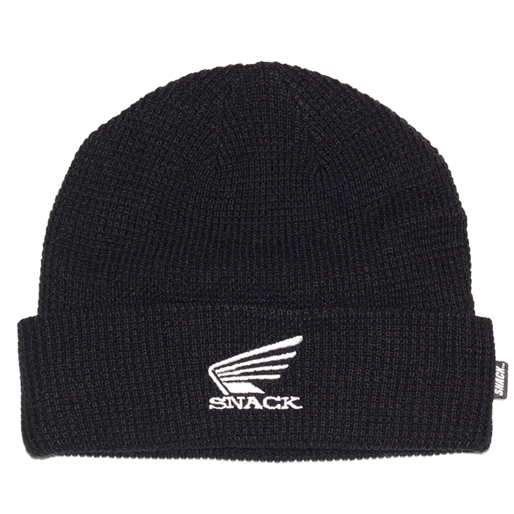 Black Wing Snack Skatebaords beenie with white logo