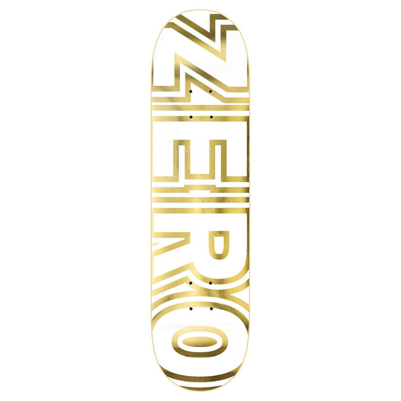 White/Gold Bold Zero Skateboard Deck