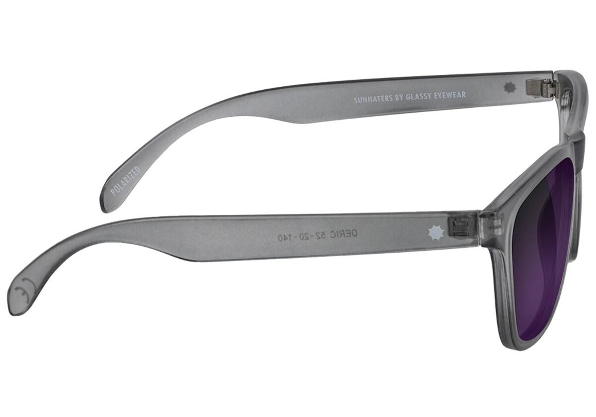 Matte Transparent Dark Grey Deric Polarized Glassy Sunglasses Side