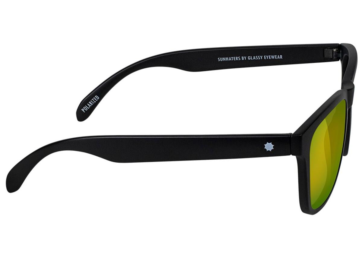 Glassy Deric Polarized Sunglasses - Matte Black/Gold Mirror