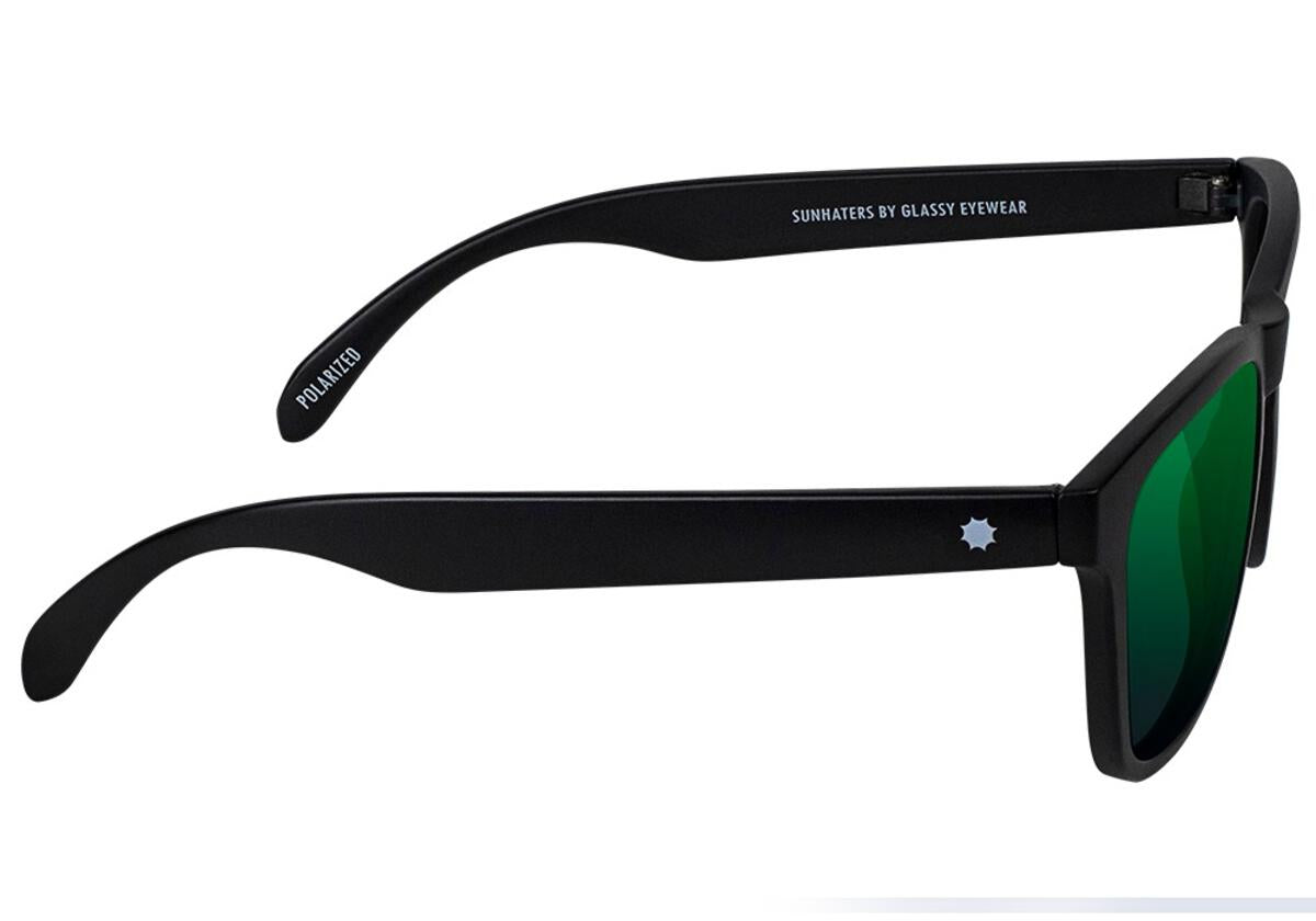 Matte Black Deric Polarized Glassy Sunglasses Side