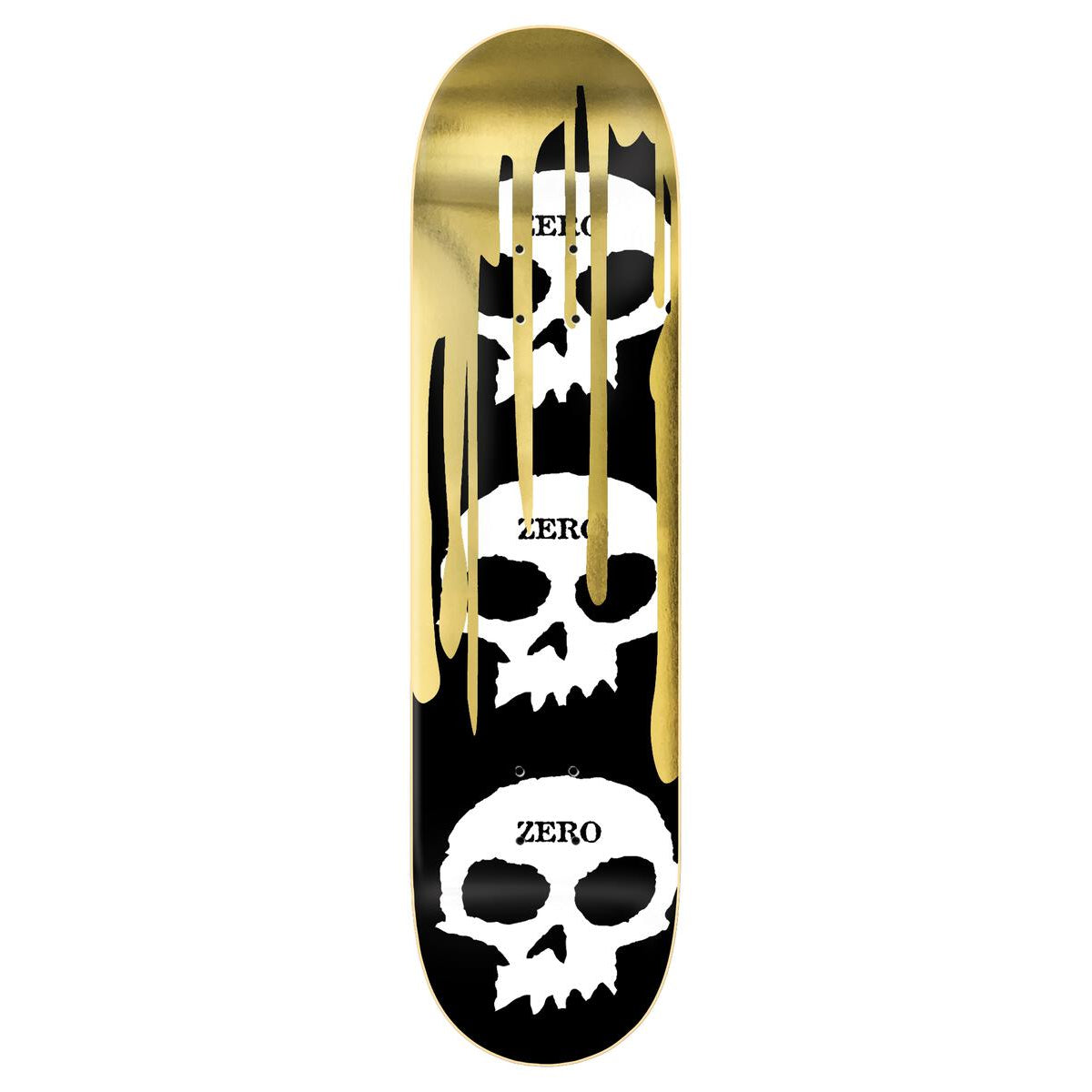 Gold Foil 3 Skull Blood Zero Skateboard deck