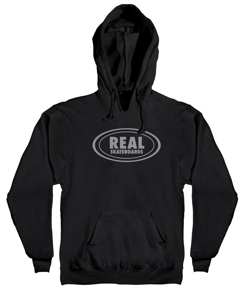 Real Skateboards Oval Logo Pullover Hoodie - Black/Grey