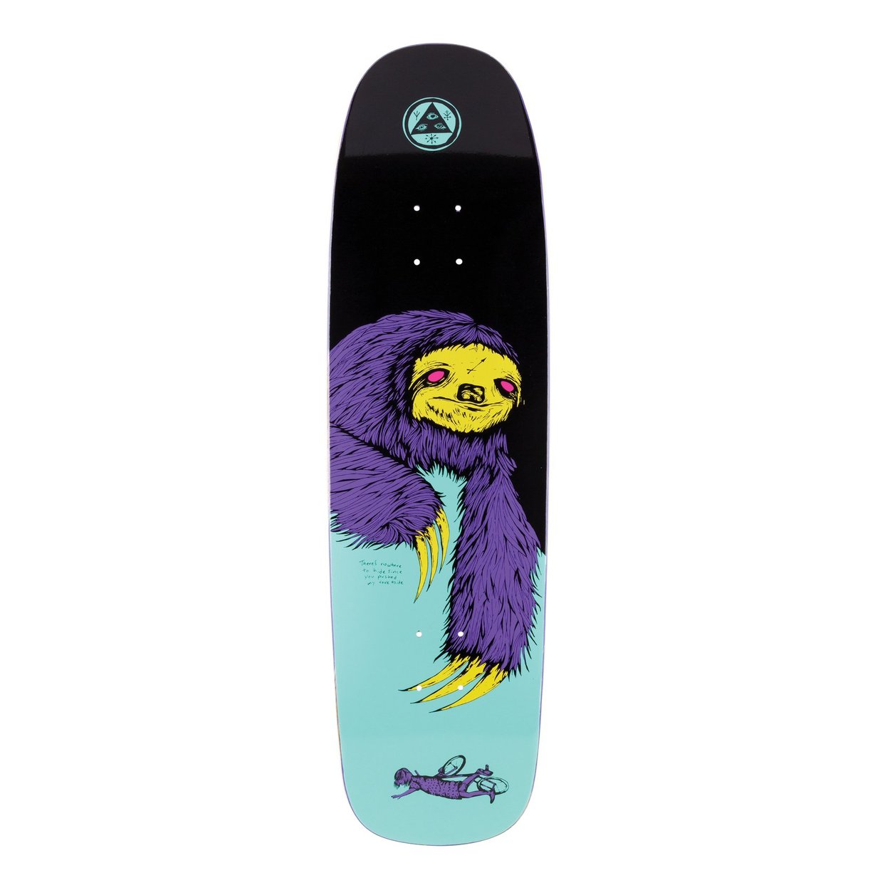 Welcome Sloth on Son Of Golem Skateboard Deck - Black/Teal
