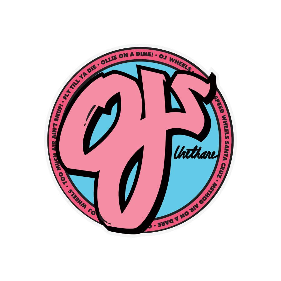 Pink OJ Wheels Skateboard Sticker