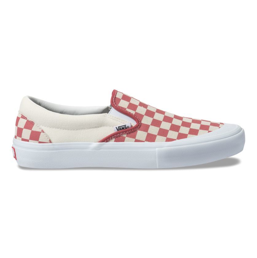 Vans Slip On Pro Skate Shoes - Checkerboard Mineral Red