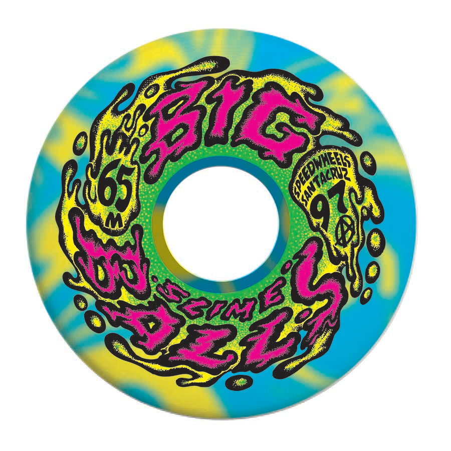 97a Big Balls Slime Balls Blue/Yellow Swirl Skateboard Wheels