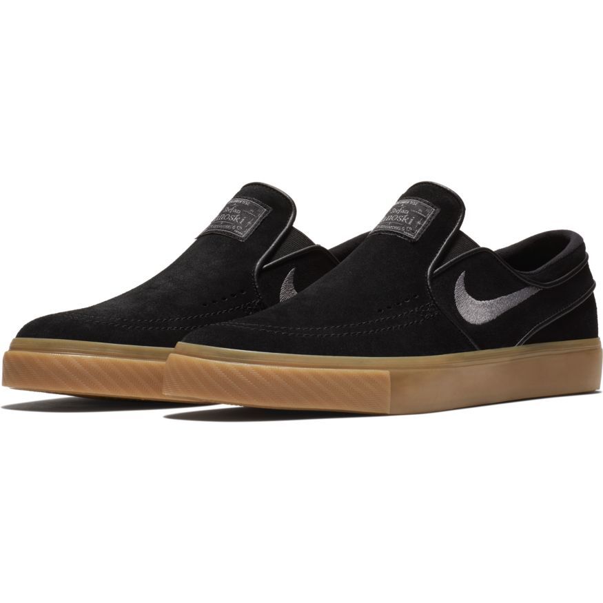 Sb janoski slip-on rm black  and  gum suede skate clearance shoes