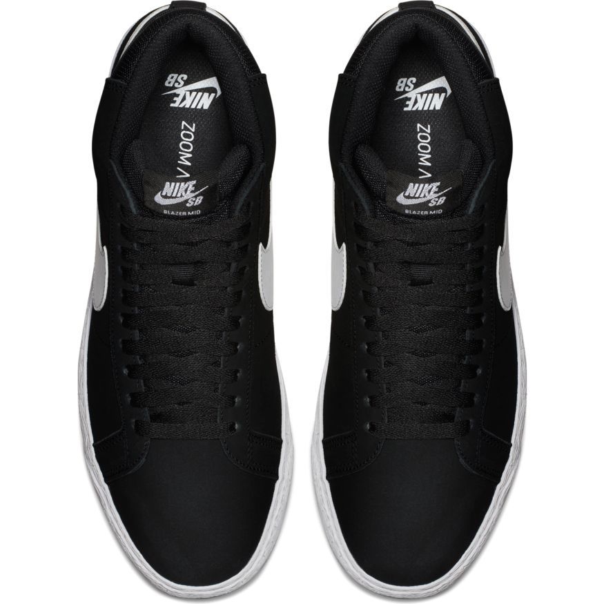 Black/White Blazer Mid Nike SB Skateboarding Shoe Top
