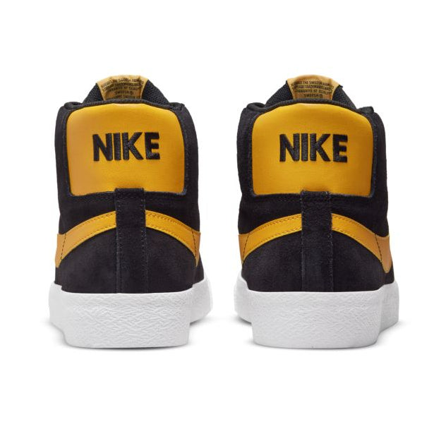 Black/University Gold Blazer Mid Nike SB Skateboarding Shoe Back