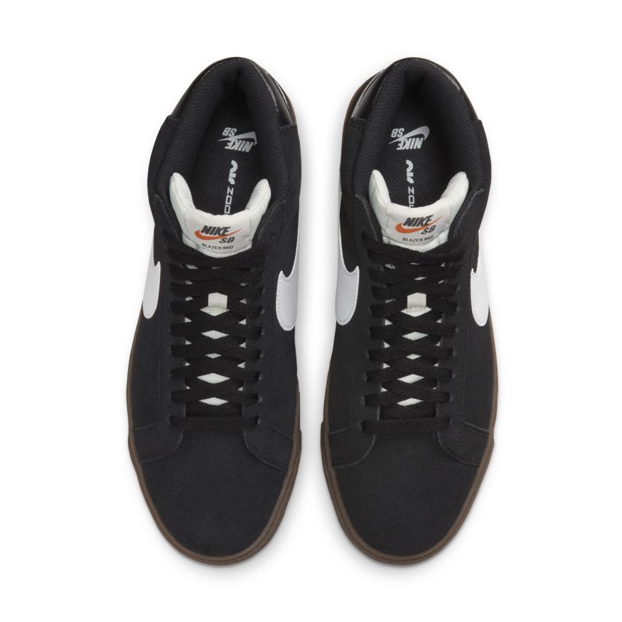 Black/Gum Blazer Mid Nike SB Skateboarding Shoe Top