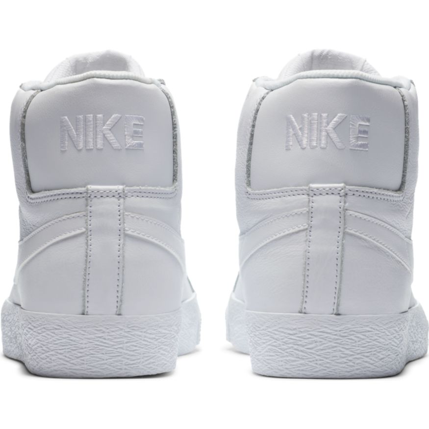 White Leather Blazer Mid Nike SB Skateboarding Shoe Back