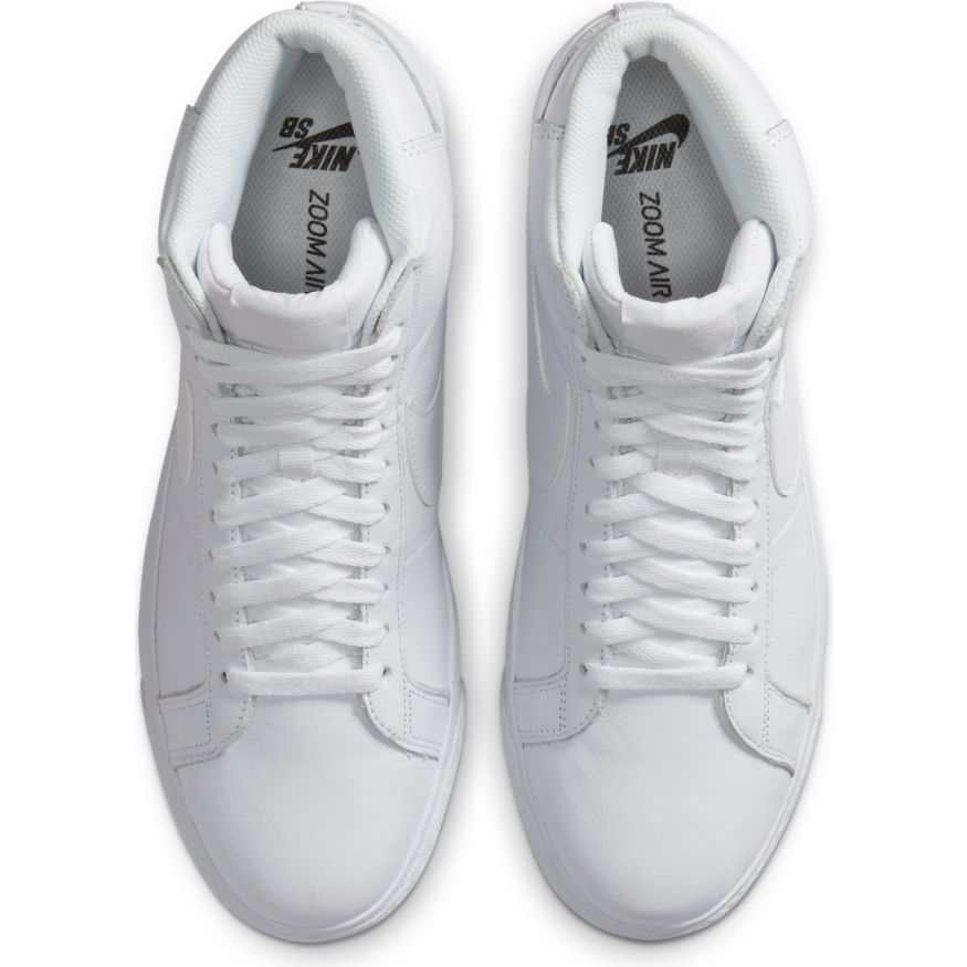 White Leather Blazer Mid Nike SB Skateboarding Shoe Top