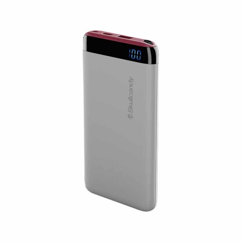 Skullcandy Stash Portable Power Bank - Grey/Crimson