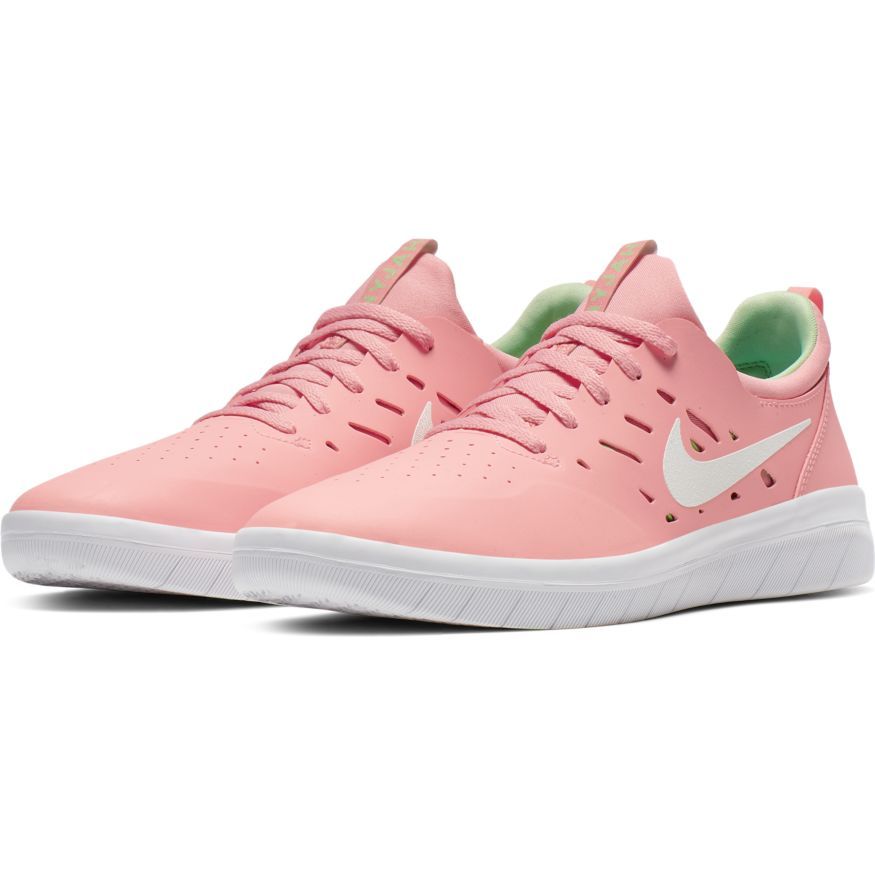 Nike SB Nyjah Free Skateboard Shoe - Bleached Coral/White - Aphid Green